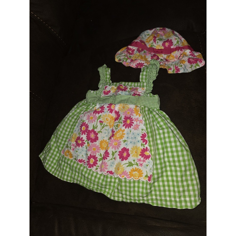 Gymboree layette line spring blossom‎ floral dress and hat size 3 6 months